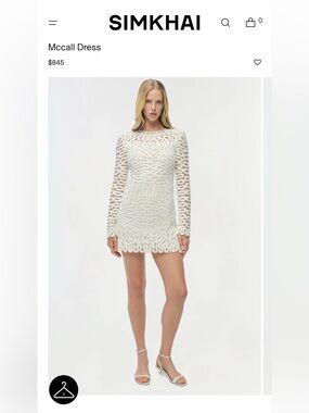 Jonathan Simkhai White Long Sleeve Crochet Mini Dress